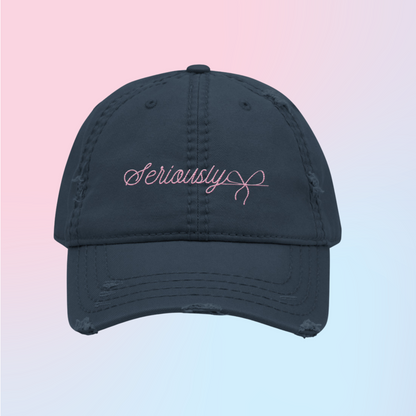 Seriously Embroidered Distressed Hat