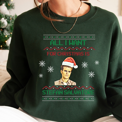 Stefan Salvatore Sweatshirt, TVD Ugly Christmas Sweater, TVD Xmas gift, TVD fan gift, Salvatore Brothers, tvd merch