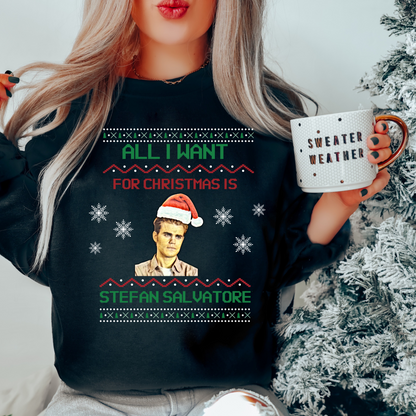 Stefan Salvatore Sweatshirt, TVD Ugly Christmas Sweater, TVD Xmas gift, TVD fan gift, Salvatore Brothers, tvd merch