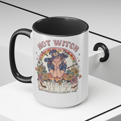 Retro Hot witch vibes coffee mug for Halloween - 15 oz