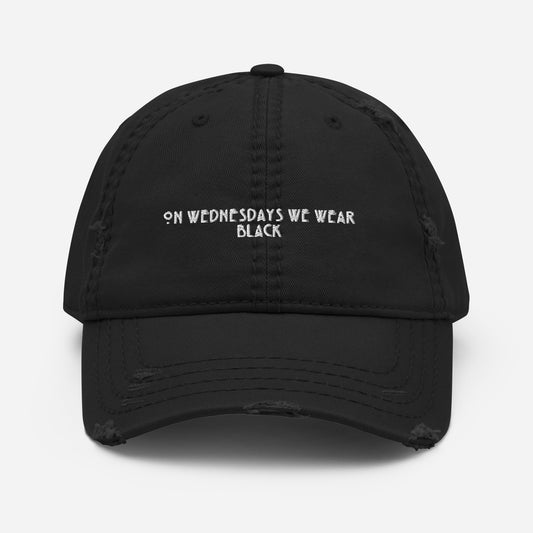On Wednesdays we wear black distressed spooky hat