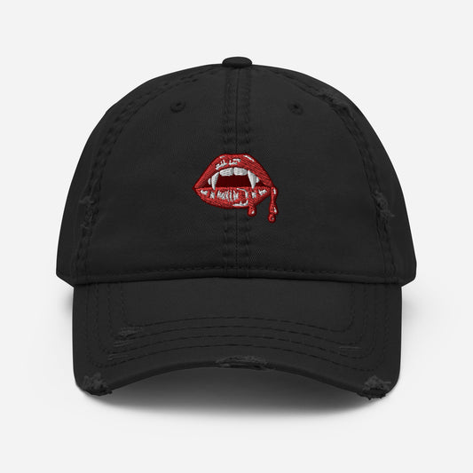 Vampire fangs hat - embroidered distressed hat - halloween hat