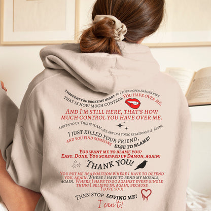 Vampire Diaries Hoodie - TVD Damon & Elena Hoodie - TVD Fan Sweatshirt, Vampire Fan hoodie, Damon Hoodie, Fall Trendy Hoodie