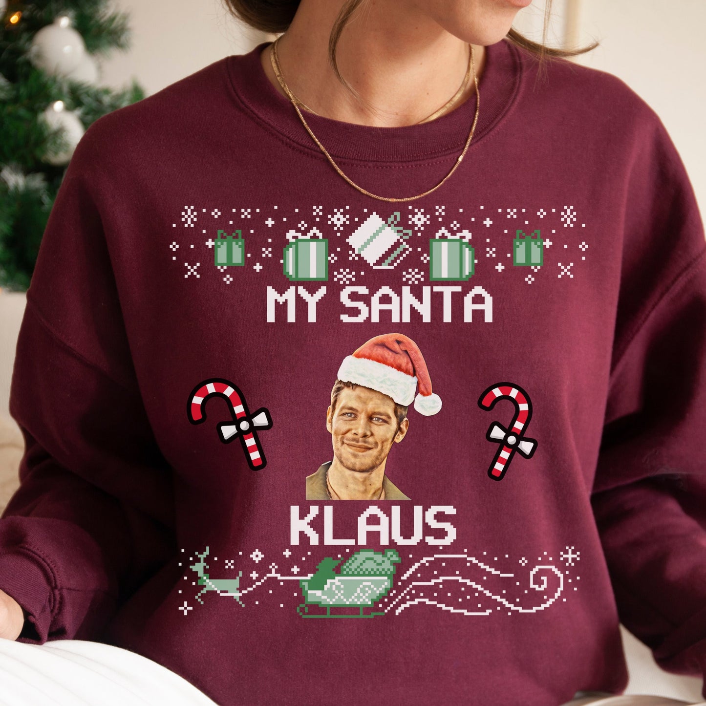 Klaus Mikaleson Sweatshirt, TVD Ugly Christmas Sweater, TVD Xmas gift, TVD fan gift, The Originals