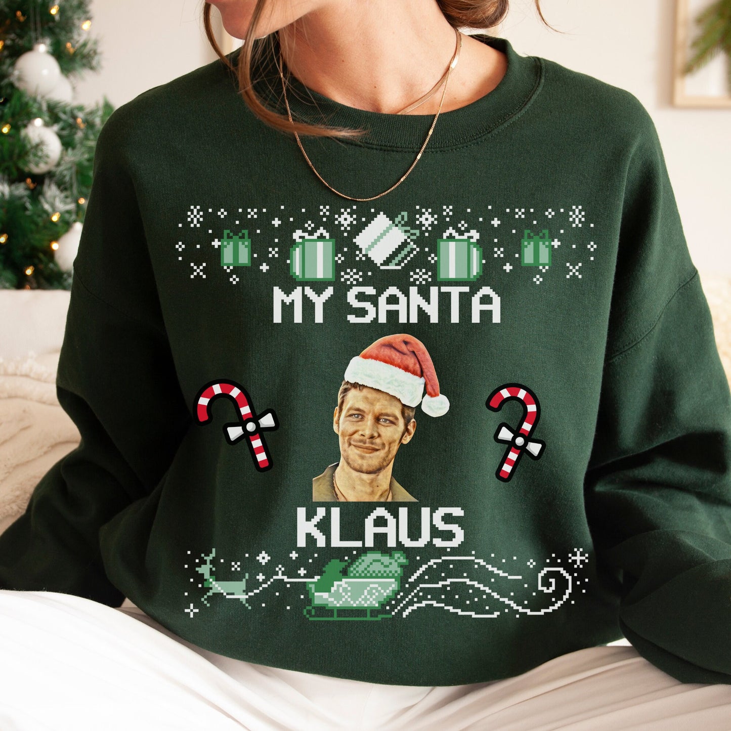 Klaus Mikaleson Sweatshirt, TVD Ugly Christmas Sweater, TVD Xmas gift, TVD fan gift, The Originals