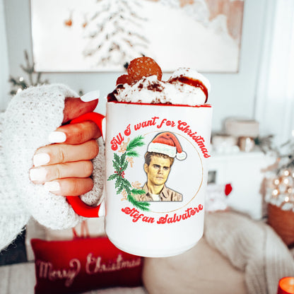 Stefan Salvatore Mug, Stefan Salvatore Xmas Mug, All I want for Christmas is Stefan Salvatore, TVD Fan gift, TVD Mug, Salvatore Brothers