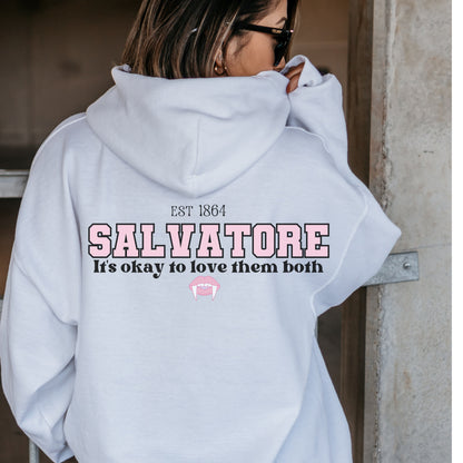 Salvore Hoodie, Tvd sweatshirt, Stefan Salvatore, Damon Salvatore, It's okay to love them both, Mystic Falls hoodie, TVD merch, Tvd gift