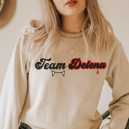 Team Delena Crewneck, TVD Crewneck, Damon & Elena Sweatshirt, Damon Salvatore Sweatshirt, Tvd merch, Tvd apparel