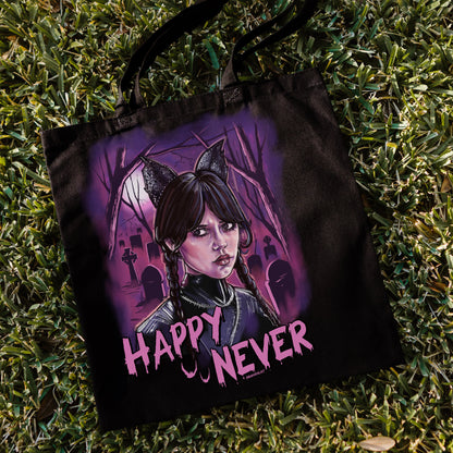 Wednesday Addams tote bag, Gothic book bag, Wednesday Addams merch, Spooky shopping bag, Witchy bag, Horror merch