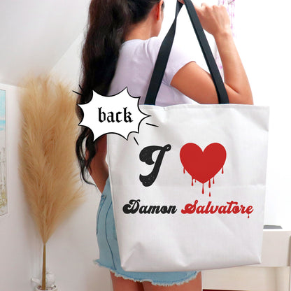 Tvd tote bagm, Damon Salvatore tote bag, Tvd fan gift, Tvd merch, Tvd shopping bag, Horror book bag, Horror merch, Salvatore brothers, Tvd