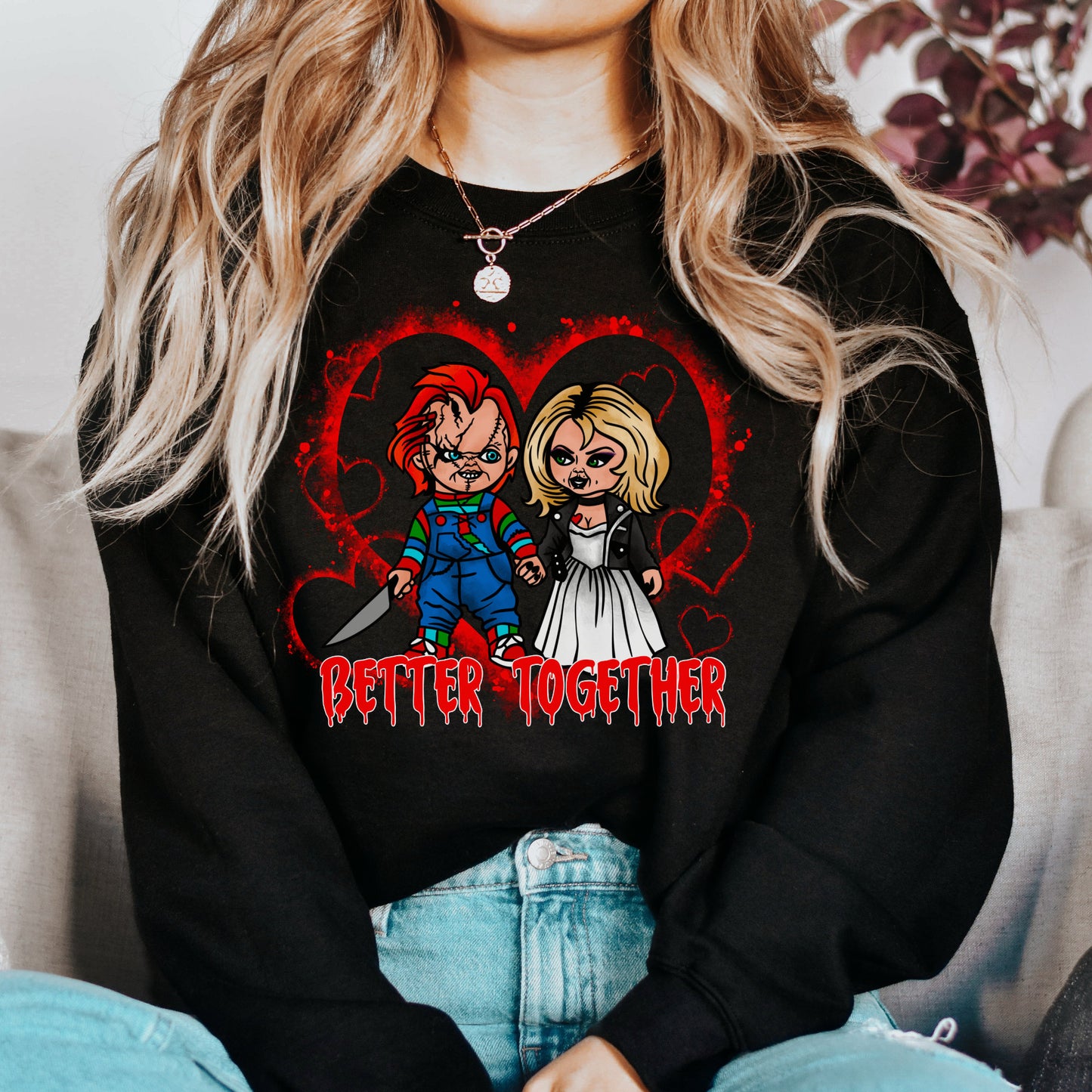 Horror Valentine's Day Sweatshirt, Chucky Sweatshirt, Horror Hoodie, Horror merch, Halloween Sweatshirt, Bride of Chucky, Child's Play