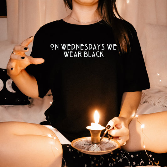 On Wednesdays we wear black tshirt, Halloween T-shirt, AHS shirt, Spooky season t-shirt, Women's t-shirt