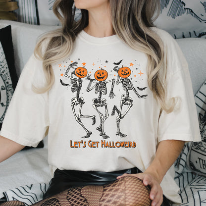 Pumpkin Skeleton shirt, Halloweird, Halloween retro tee, Halloween Skeleton, Fall Halloween shirt, Spooky shirt, Fall oversized tee