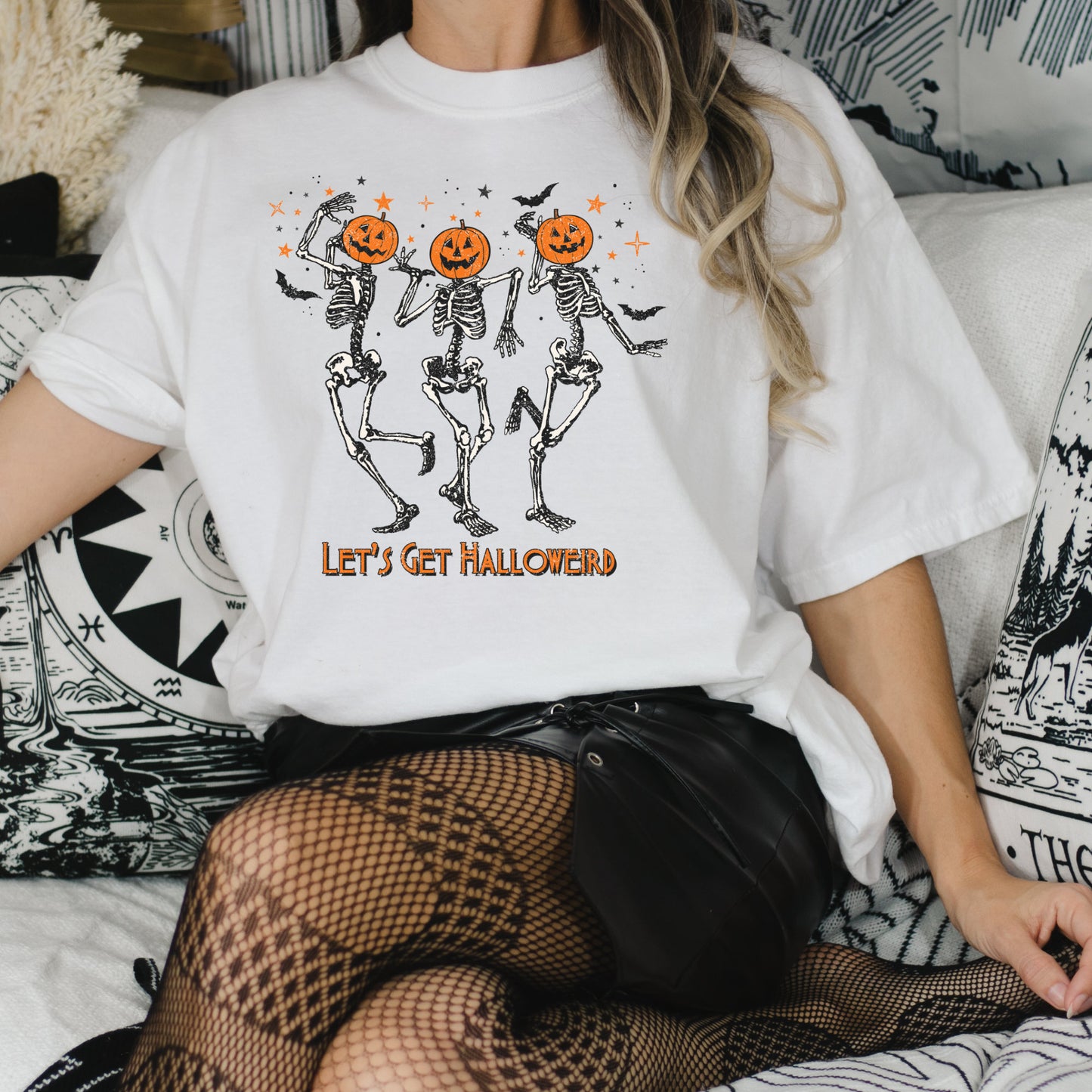 Pumpkin Skeleton shirt, Halloweird, Halloween retro tee, Halloween Skeleton, Fall Halloween shirt, Spooky shirt, Fall oversized tee