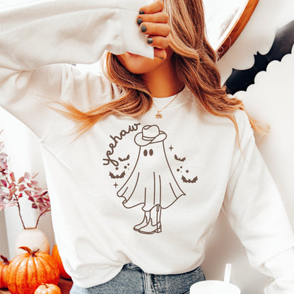 Western Ghost Sweatshirt,  Western Halloween Sweatshirt, Ghost Sweatshirt, Cowboy Shirt, Yeehaw Tee, Halloween Sweater, Halloween Cowgirl