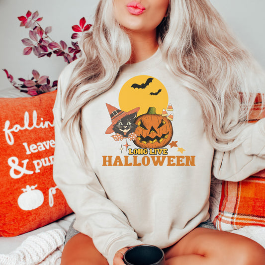 Halloween Shirt Long Live Halloween, Vintage Halloween Shirt, Retro Halloween, Comfort Colors, Spooky Season, Pumpkin Shirt Black Cat, Ghost