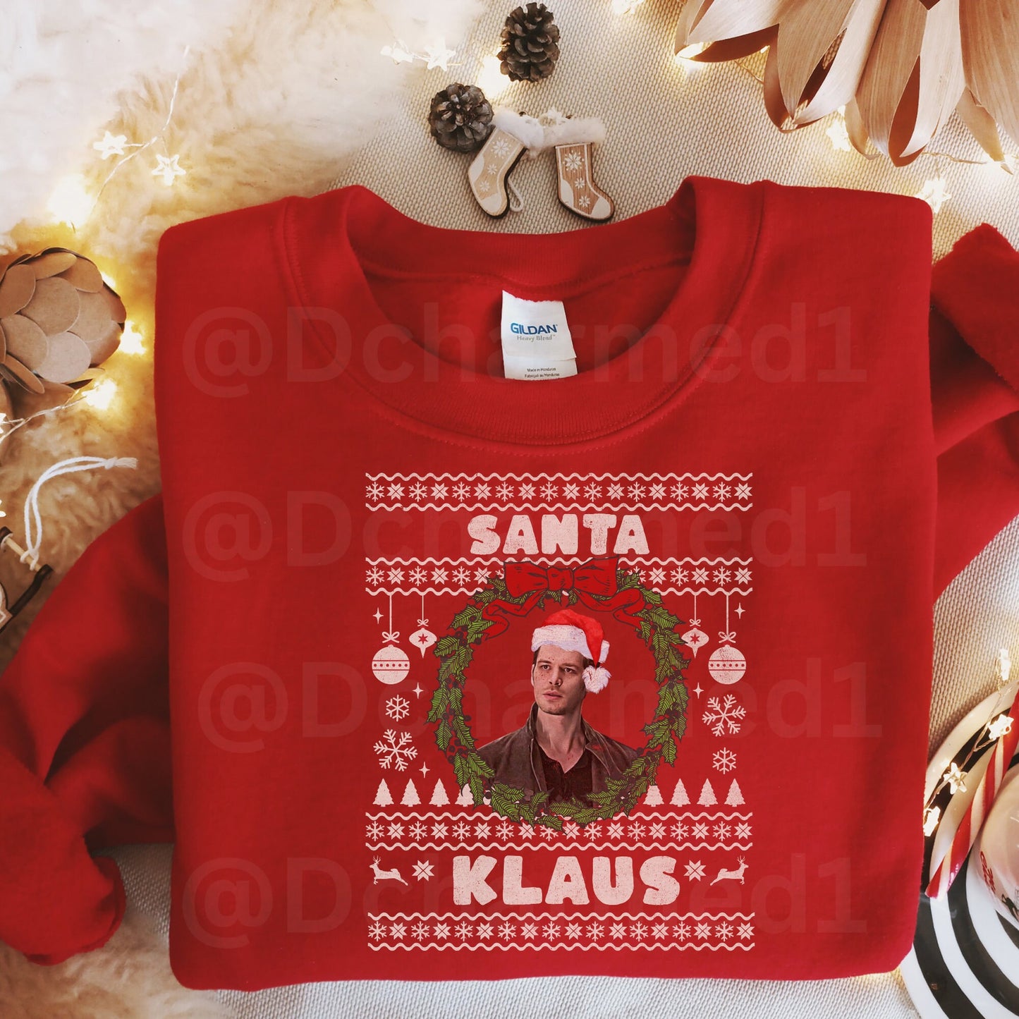 Vampire Diaries Sweatshirt, TVD Ugly Christmas Sweater, TVD Xmas gift, Klaus Mikaelson, TVD fan gift, Santa Klaus